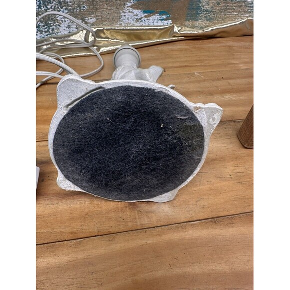 Vintage Cherub Lamp With Fringe Shade Painted Metal - Picture 9 of 9